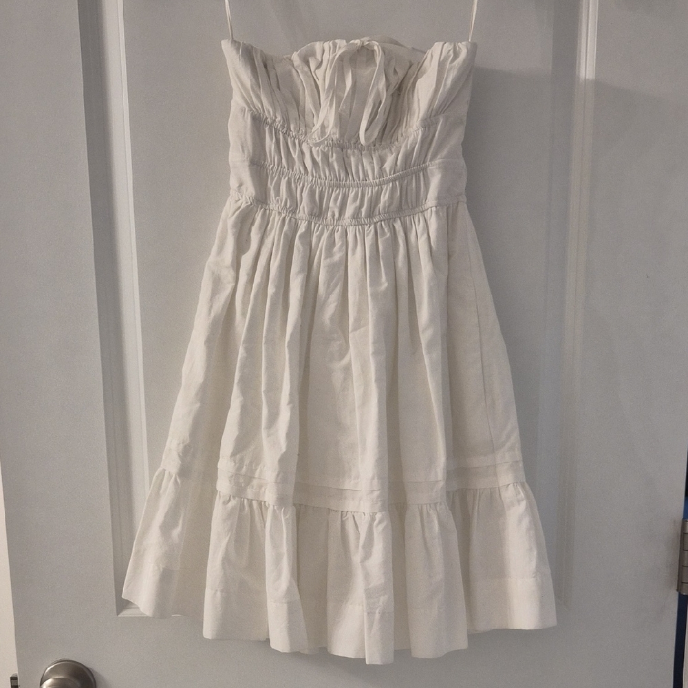 Anthropologie White Strapless Dress
